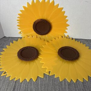 Charles Viancin 11" Silicone Yellow SUNFLOWER Food Covers Set of 3
